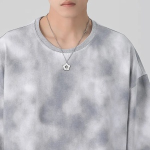 Venta al por mayor de moda de los hombres Casual 100% algodón Tie Dye Drop Shoulder T-shirt - Product Image 3