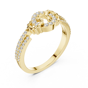 Cut Lab Grown 0.35 CTW Diamond Cluster Open <b>Circle</b> Minimalist <b>Ring</b> 14K Yellow Gold Color DEF VVS Pave Wedding Rhodium Plated - Product Image 3