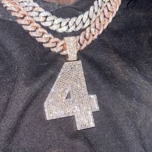Custom Iced Out Big -Tone Number & Name Pendant <b>Necklace</b> Cuban Chain Hip Hop Jewelry with Moissanite Pendants & Charms - Product Image 6