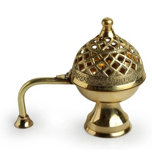 Support de brûleur d'encens en laiton pur royal avec poignée en laiton insérant Loban Bakhoor brûleur d'encens décoration de la maison - Product Image 3