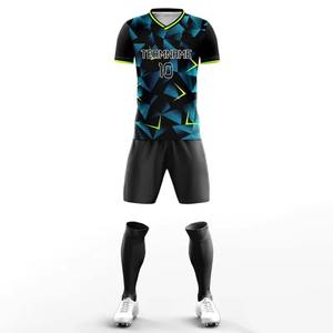 Ensemble de maillot et short de football personnalisé pour homme, respirant, séchage rapide, noir néon, uniforme d'entraînement, léger, antibactérien, automne - Product Image 3