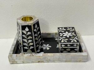 Luxury Mother of Pearl Inlay Serving Tray Set with Coasters | Resin Craft Ramadan <b>Eid</b> Home Decor Decorative Tableware <b>Gift</b> - Product Image 5