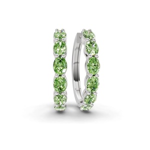 Boucles d'oreilles créoles ovales en diamant de laboratoire vert océan lagunaire 1 carat total, clarté VS, or massif 14K, ambiance vacances d'été et côtier - Product Image 1