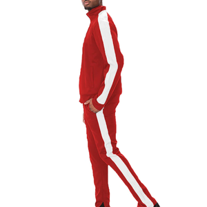 Vêtement de sport 2 pièces en polyester pour homme, survêtement confortable et respirant à rayures, ensemble de jogging d'hiver avec logo personnalisé KADIA - Product Image 3