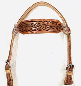 Directo de fábrica personalizado hecho a mano cuero genuino occidental Headstall venta al por mayor equipo de equitación con tallado - Product Image 1