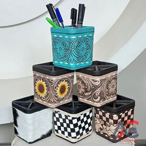 Portalápices de Cuero de Vaca, Organizador de Escritorio, Soporte Decorativo para Pinceles y Tijeras, Decoración para Oficina, Hogar y Escuela - Product Image 1