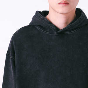 Sweat à capuche court unisexe de haute qualité 100% coton éponge française surdimensionné prêt pour l'hiver impression numérique broderie personnalisée pour hommes - Product Image 5