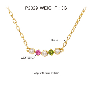 Großhandel Trendy für Foxi Modeschmuck Bunte Zirkonia Perlenkette für Frauen Rhodiniertes Messing mit Glieder kette - Product Image 6