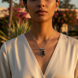 Colgante de Plata 925 con Baño de Rodio y Oro Rosa, con Ónice, Hecho a Mano, para Mujer, por Art Palace - Product Image 2