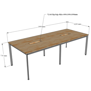 Contemporary Minimalist <b>Office</b> Meeting <b>Table</b> 240x120cm Melamine-Coated Plywood with Oval Iron Legs HBOV047 - Product Image 6