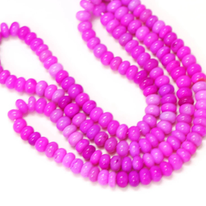 Hermosas cuentas de ópalo en tonos rosa intenso, forma redonda y lisa, cuentas de piedras preciosas de ópalo en tonos rosa oscuro de 6-9 mm, cuentas de ópalo de calidad AA. - Product Image 2