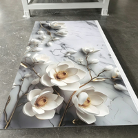 Panneaux muraux en PVC marbré 5D modernes, ignifuges, imperméables, à haute brillance, avec revêtement UV floral, design graphique pour la maison, l'hôtel, la chambre à coucher