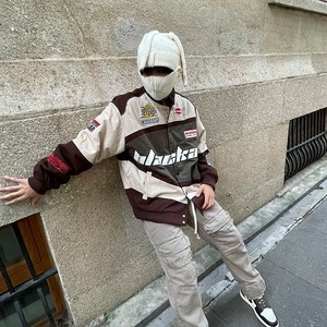 Veste Bomber en Toile Imprimée en Peau de Mouton pour Homme, Costume de Course de Rue, Streetwear pour Couple, Printemps et Automne - Product Image 4