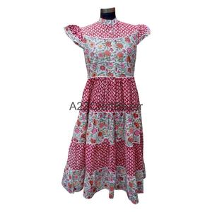 Elegante Vestido Maxi Floral de Algodón, Vestido con Estampado a Mano, Vestido 100% Algodón con Cinturón, Perfecto para Fiestas y Playa - Product Image 1