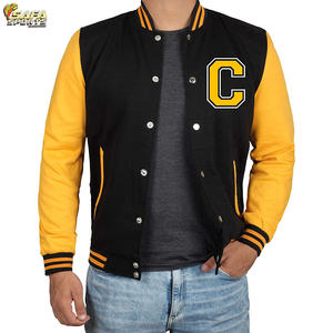 Custom Design Long Sleeve Baseball Varsity <b>Jacket</b> Thin Plain Dyed Horn Button Closure Hooded Stand New Condition Factory Price - Product Image 4