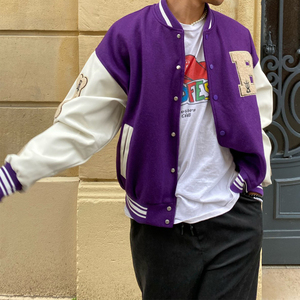 New men winter unisex button down college letterman bomber <b>jackets</b> custom baseball varsity <b>jacket</b> - Product Image 5