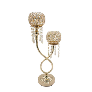 Table Decorative Gold Crystal <b>Candle</b> Holders Candlesticks <b>Set</b> for Wedding Centerpiece - Product Image 1