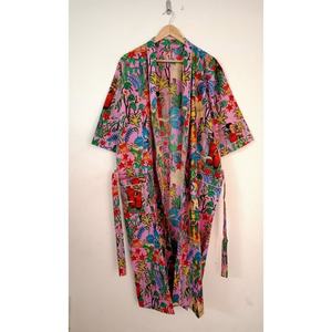 Bata Kimono Ligera de Algodón Casual para Mujer, Talla Única, Estampado Floral, para Descansar en Casa - Suministro ODM - Product Image 1