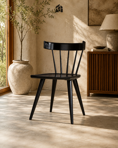 Silla de Comedor de Madera Negra, Silla Auxiliar con Estructura de Madera Resistente, Diseño Minimalista para Muebles de Hogar, Hotel, Apartamento, Villa - Product Image 6