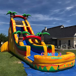 Glissière d'eau gonflable de marbre de château de jungle de palmier glissière d'eau jaune de <span class=keywords><strong>maison</strong></span> de rebond de 16ft <span class=keywords><strong>avec</strong></span> la <span class=keywords><strong>piscine</strong></span> d'eau pour l'été - Product Image 2