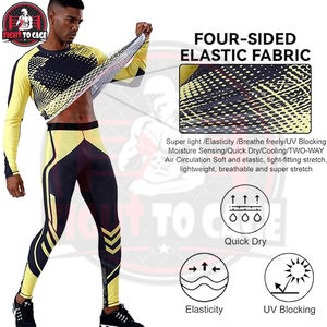 Ropa de Compresión Deportiva, Camiseta de Manga Larga y Pantalones, Conjunto de 2 Piezas con Protección Térmica, Spandex/Nylon Estampado, Secado Rápido para Hombre - Product Image 3