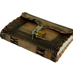 Antique Vintage Brown Leather Journal Handmade Hardcover Paper <strong>Diary</strong> Thread Sewing Personal Organizer Lock <strong>Key</strong> Gift Men Women - Product Image 4