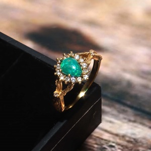 925แหวนเงินสเตอร์ลิงสไตล์โบโฮแหวนหมั้นของผู้หญิงสีเขียวโอปอลย้อมสีและสีขาว CZ ชุบทองการตั้งค่าคลาสสิก - Product Image 3