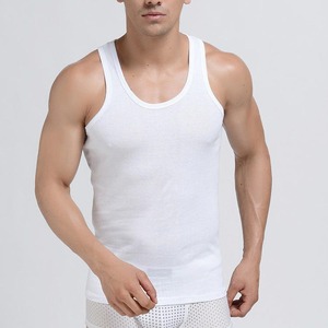 O-cuello ropa de gimnasio culturismo chalecos transpirables algodón hombres camiseta sin mangas chaleco sólido Unders camiseta sin mangas para hombres - Product Image 3