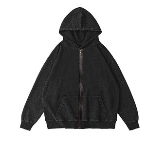 Sweats à capuche élégants pour hommes lavés à l'acide Sweats à capuche de grande taille personnalisables de haute qualité pour hommes pour des basiques confortables Sweat à capuche mélangé en coton - Product Image 1