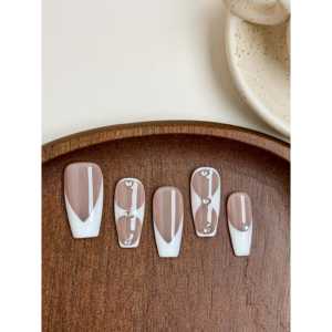 Uñas Postizas Ivory Whisper, Elegante Arte de Uñas en Tono Marfil para una Belleza Realzada - Product Image 4