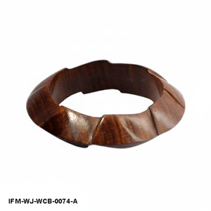 Bracelet en bois naturel sculpté à la main, géométrique, épais, facetté, pour femmes, bijoux ethniques bohèmes - Product Image 3