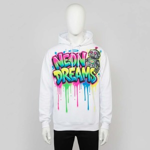 Nouveauté - Sweat à capuche unisexe tendance hip-hop d'hiver - Design graphique robot - Art graffiti néon vibrant - Product Image 1