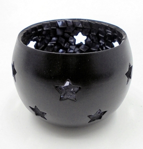 Support votif en fer décoratif classique pot de bougie en mosaïque miroir noir pour salon et décoration de table à la main - Product Image 1