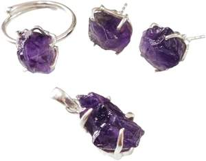 Ensemble de bijoux pour femmes, améthyste naturelle, pierre de naissance de février, bijoux faits à la main pour Noël, ensemble de bagues en argent sterling 925 - Product Image 6