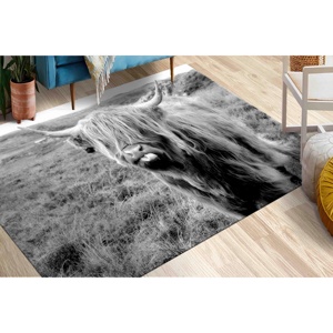 Alfombra de Vaca Highland: Alfombra Decorativa con Diseño de Animal Impreso en 3D, Alfombra de Chenilla - Product Image 1