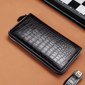 Cartera de cuero personalizada hecha a mano Unisex de tamaño completo de cocodrilo para uso unisex con diseño de logotipo personalizado - Product Image 3