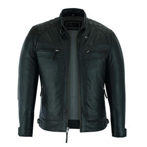 เสื้อแจ็คเก็ตหนังแท้คุณภาพสูงสำหรับผู้ชาย ซับในผ้าแคนวาส ระบายอากาศ กันลม กันน้ำ ปรับแต่งขนาด/สี/โลโก้ได้ - Product Image 1