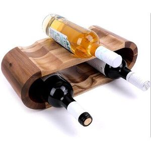Porte-bouteille en bois élégant avec des tons de bois naturel complétant le design intérieur - Product Image 2