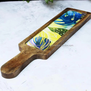 Venta al por mayor bandeja de madera de mango con textura mate platos de melamina y platos para la cena por Falak World Export - Product Image 4