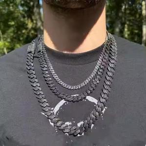 Chaîne à maillons cubains en argent unisexe de luxe Trendy D Color VVS Studded Diamond Tester Check Moissanite for Wedding Gifts - Product Image 1