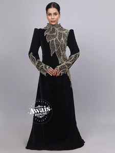 ชุดเดรสอาบายาคาฟทานสีดำหรูหราสไตล์ตะวันออกกลางของอิสลามชุดเดรสดูไบประดับลูกปัดหินขนาดใหญ่พิเศษแขนยาวถึงพื้น - Product Image 4