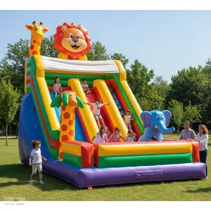 Tobogán Inflable Grande con Temática de Zoológico para Parques de Diversiones - Product Image 1