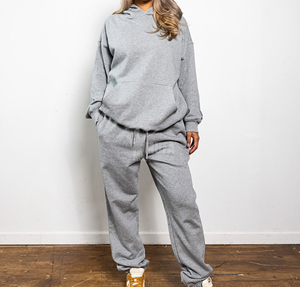 ชุดวอร์มแบบสวมหัวสำหรับผู้หญิงชุดวอร์มผ้าคอตตอน100% มีฮู้ดชุดวอร์มกางเกง2ชิ้น2026ออกแบบได้ตามต้องการ - Product Image 1