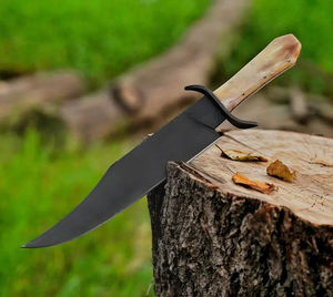 Handmade Stainless Steel Full Tang Serrated Edge Bowie Hunting Camping <b>Knife</b> with <b>Bone</b> <b>Handle</b> Leather Sheath 3-Year Warranty - Product Image 2