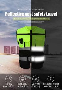 Chaleco DE SEGURIDAD reflectante transpirable a prueba de ácidos para uso en exteriores de construcción hecho de poliéster duradero con tela de malla - Product Image 5