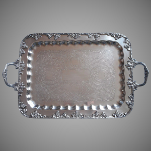 Bandejas rectangulares de Metal y plata para servir en restaurantes y hoteles, de acero inoxidable, con asas, para fruta, ensalada y zumo, hechas a mano - Product Image 4