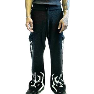 Pantalons évasés en mohair tricoté avec logo personnalisé OEM&ODM, mélange de mohair, toucher doux, pantalon de survêtement en mohair pour hommes - Product Image 6