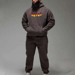 Conjuntos Deportivos con Capucha Unisex de Algodón 100% Lavado al Ácido, Transpirables, con Estampado Frontal, para Adultos, Primavera - Product Image 1