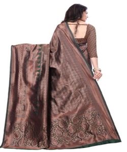 Saree en organza pour femme avec motif de dentelle florale - Product Image 6