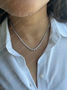 925 Silver Polished Trendy Moissanite <b>Graduated</b> Diamond Link Chain Tennis Necklace Riviera IGI Certified Women's Premium <b>Jewelry</b> - Product Image 2